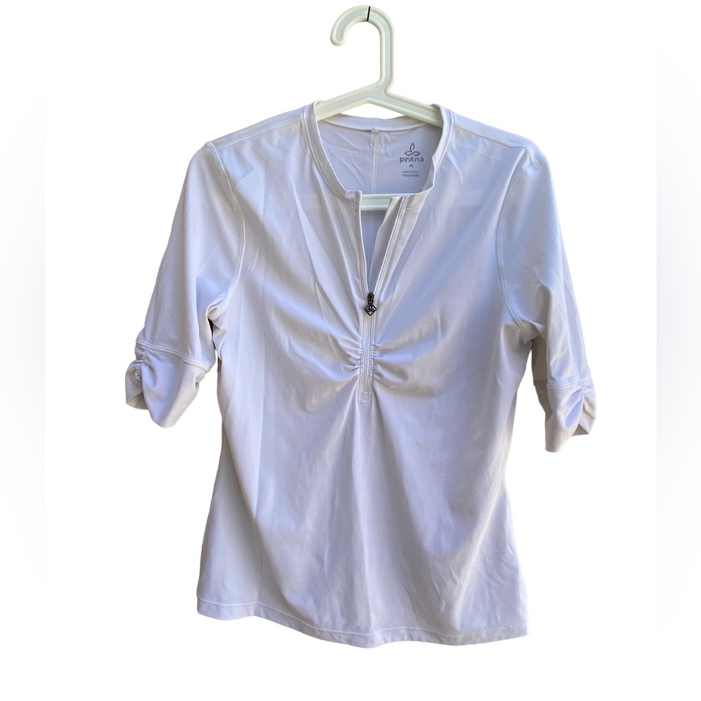 Prana White Women's Swim Zip-Front Rash Guard